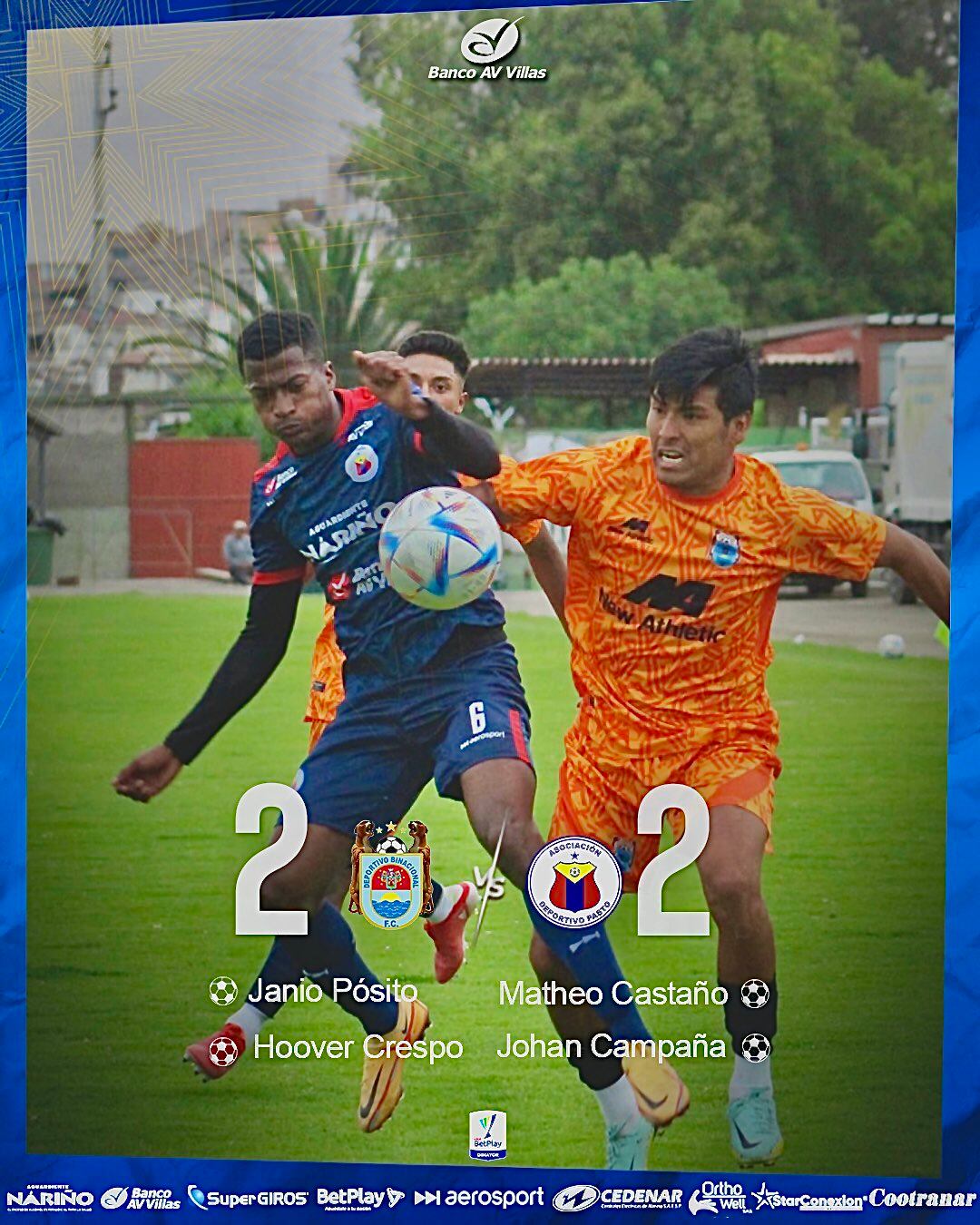 Deportivo Pasto empató dos a dos contra Binacional