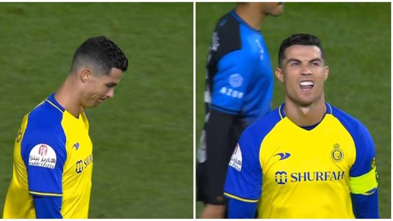 Cristiano Ronaldo lamenta sustitución en Al-Nassr durante el partido del 14 de marzo.