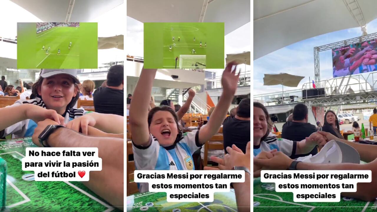 "Yo sabía" dijo el pequeño en medio de su emoción por el tanto de Lionel Messi en Qatar 2022.