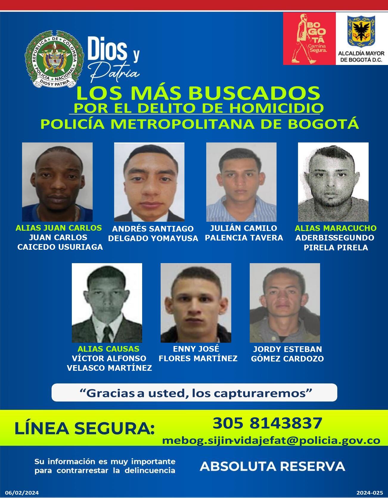 Cartel de los más buscados por homicidios