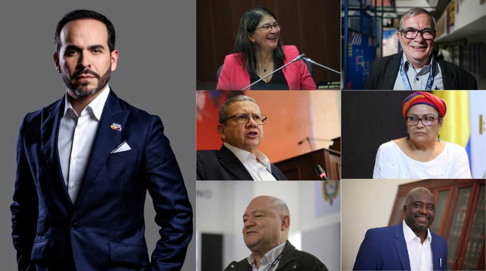 Abelardo De La Espriella, Sandra Ramírez, Rodrigo Londoño, Pablo Catatumbo, Victoria Sandino, Julián Gallo e Israel Zúñiga.