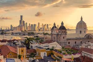 Beautiful sunset over Cartagena, Colombia