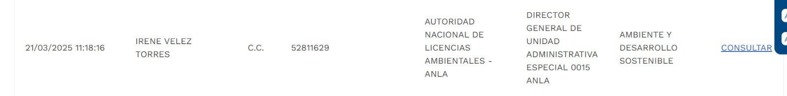 Hoja de vida Irene Vélez dirección Anla