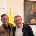 El presidente, Gustavo Petro, y el exsenador Roy Barreras, el 4 de junio de 2026 en la Casa de Nariño, en Bogotá