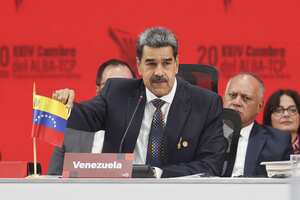 CARACAS, VENEZUELA - DECEMBER 14: Venezuelan President Nicolás Maduro speaks during a meeting of leaders of the member states of the Bolivarian Alliance for the Peoples of Our America and the Promotion and Trade Treaty (ALBA-TCP), in Caracas, Venezuela, December 14, 2024. (Photo by Pedro Rances Mattey/Anadolu via Getty Images)