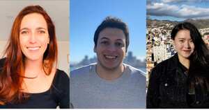 Natalia Jiménez, head of expansion Latam Deel; y Alex Bouaziz y Shuo Wang, fundadores de Deel.