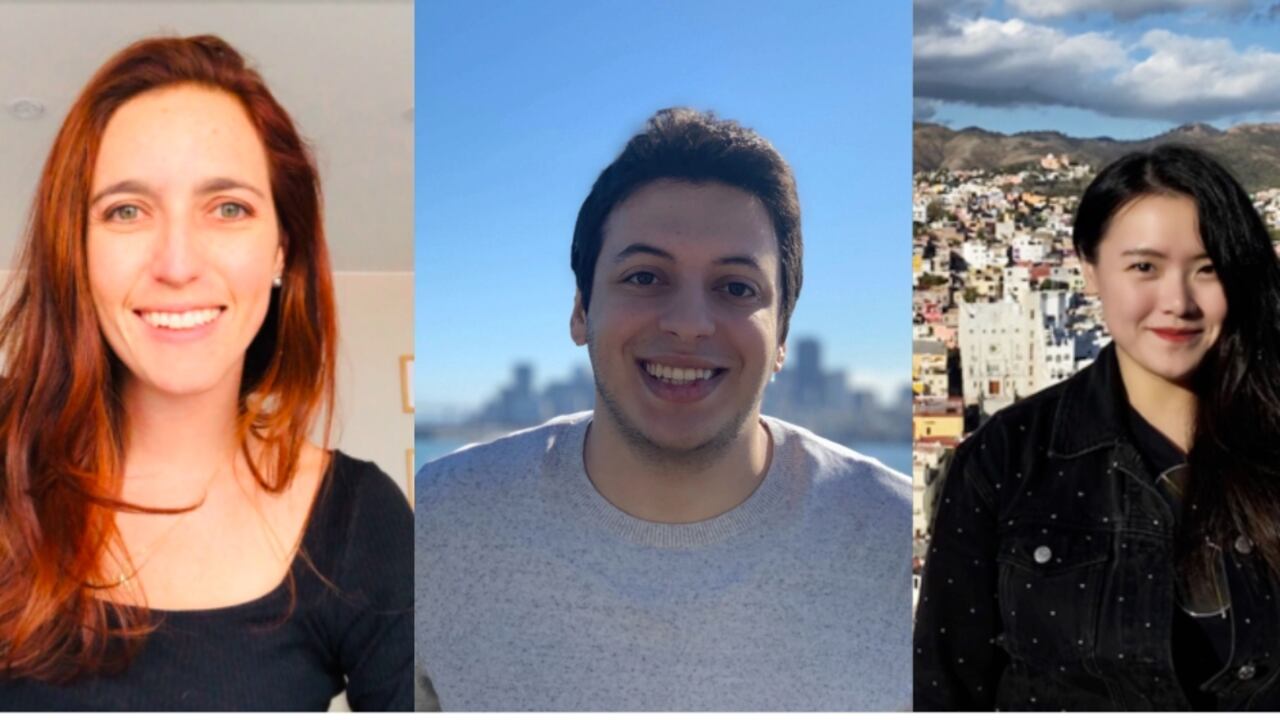 Natalia Jiménez, head of expansion Latam Deel; y Alex Bouaziz y Shuo Wang, fundadores de la compañía.