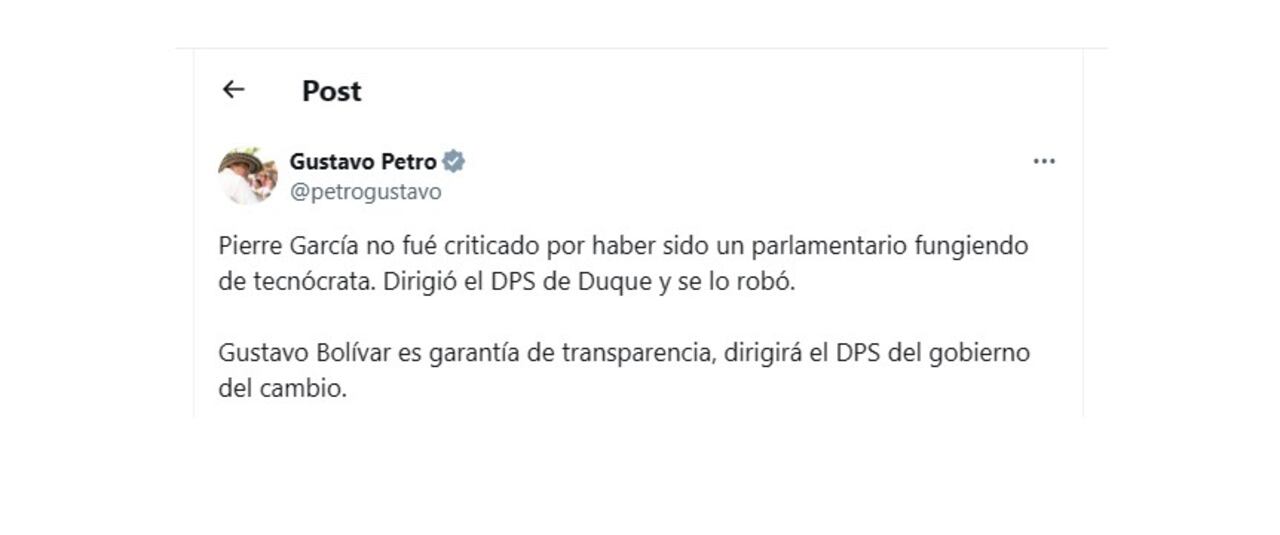Trino de Gustavo Petro del 2 de marzo de 2024.
