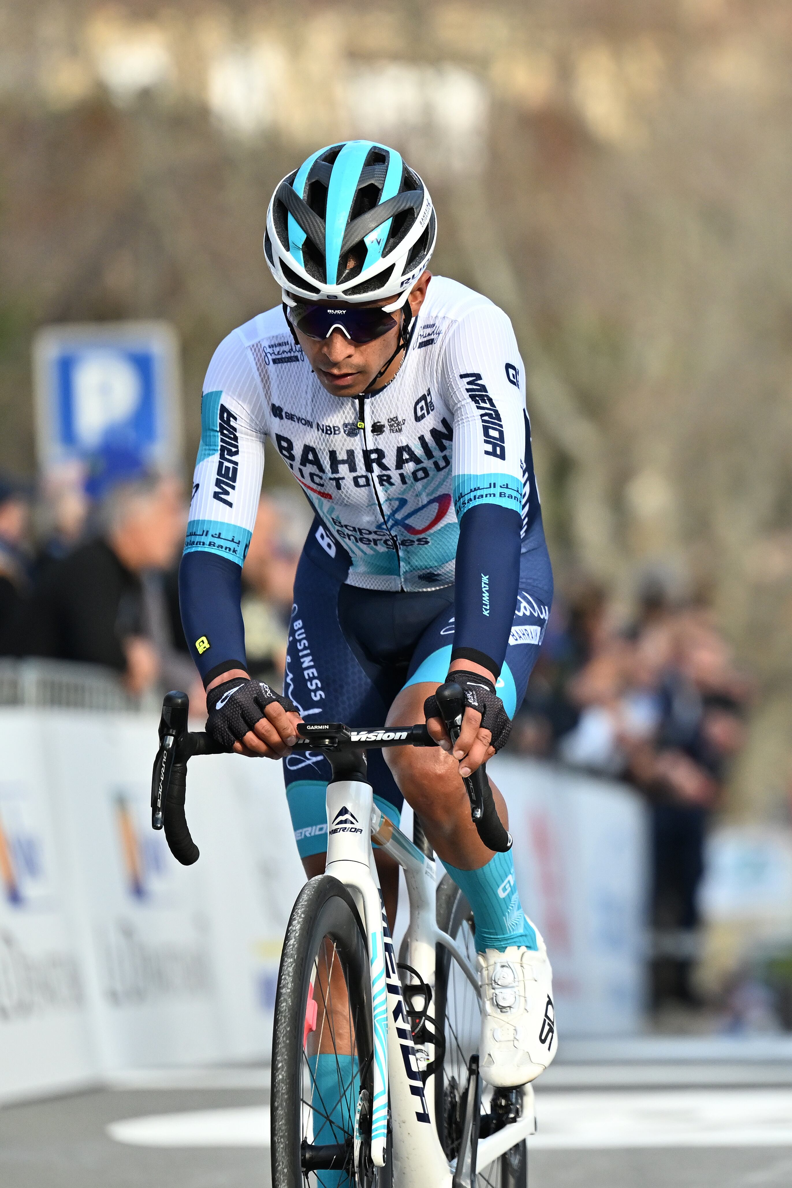 FAYENCE, FRANCE - FEBRUARY 21: Santiago Buitrago of Colombia and Team Bahrain - Victorious crosses the finish line the 2nd Classic Var 2025 a 154.9km one day race from Le Luc to Fayence on February 21, 2025 in Fayence, France. (Photo by Billy Ceusters/Getty Images)