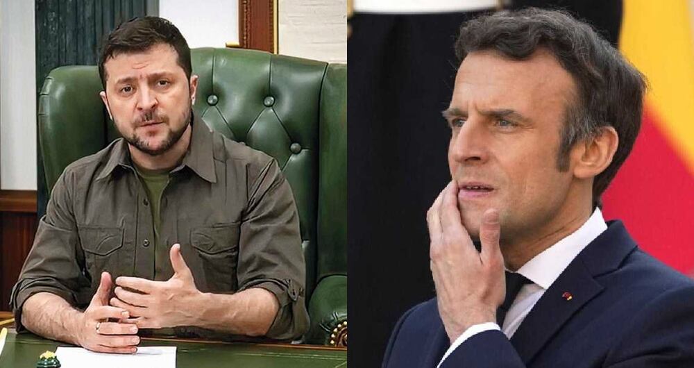 Los presidentes Volodímir Zelenski y Emmanuel Macron.
