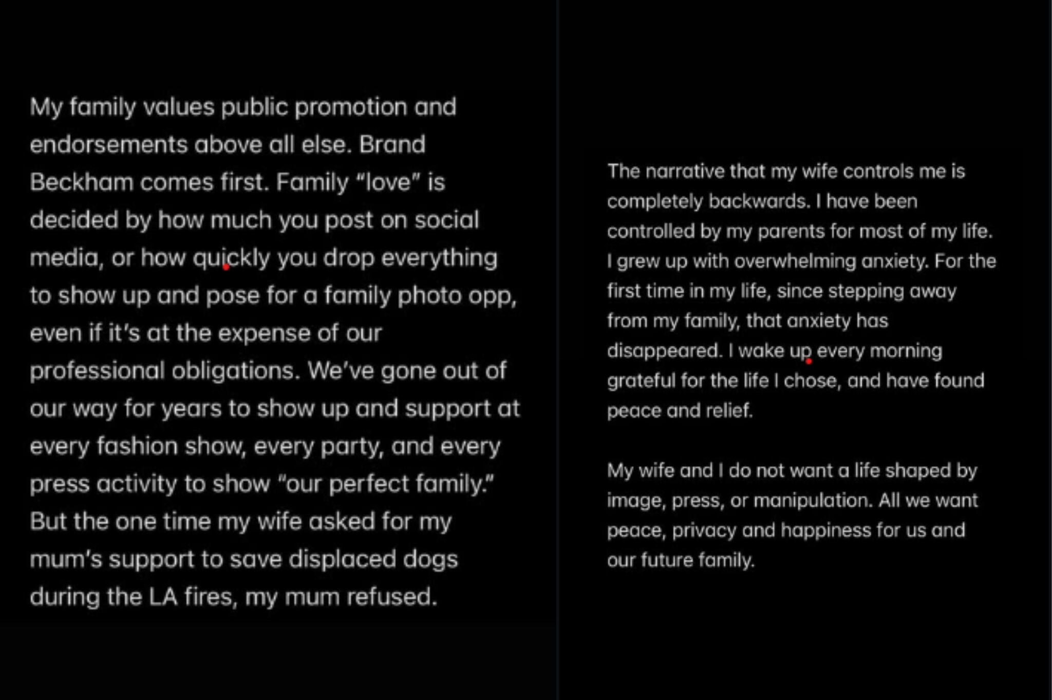 Brooklyn Beckham habla de sus padres.