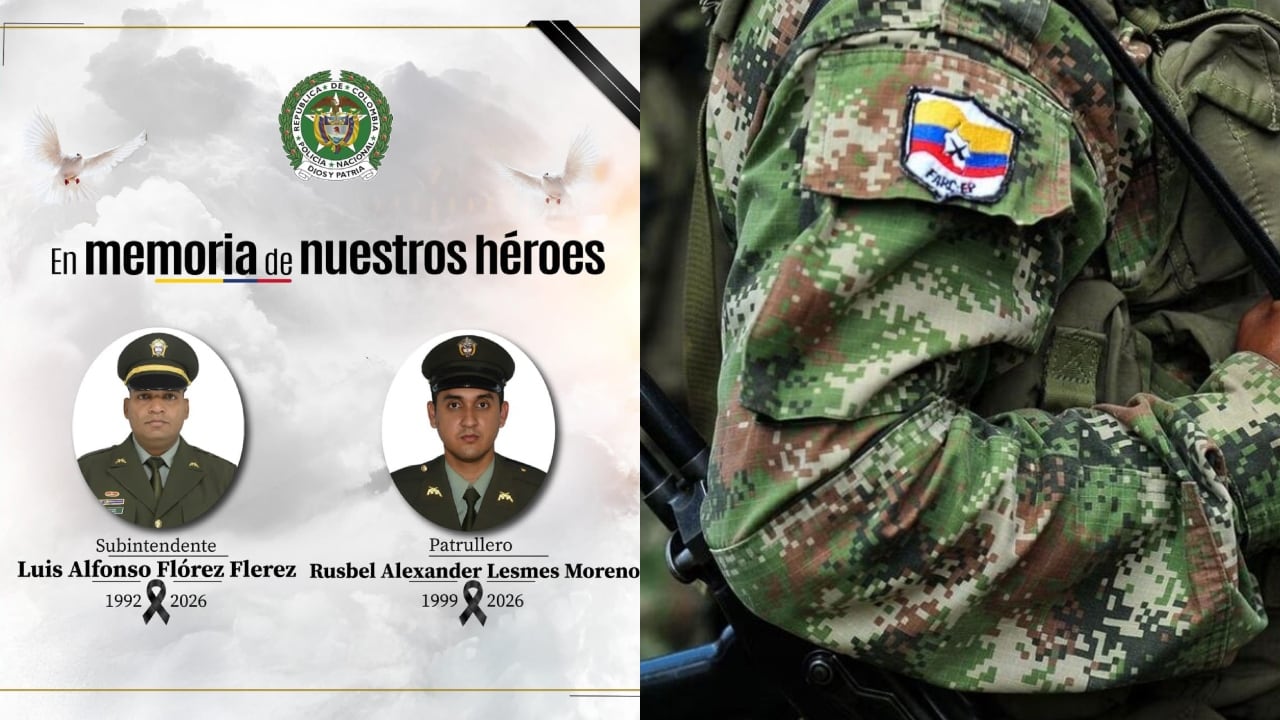 Policías asesinados durante ataque en Caquetá por parte de las disidencias de las Farc.