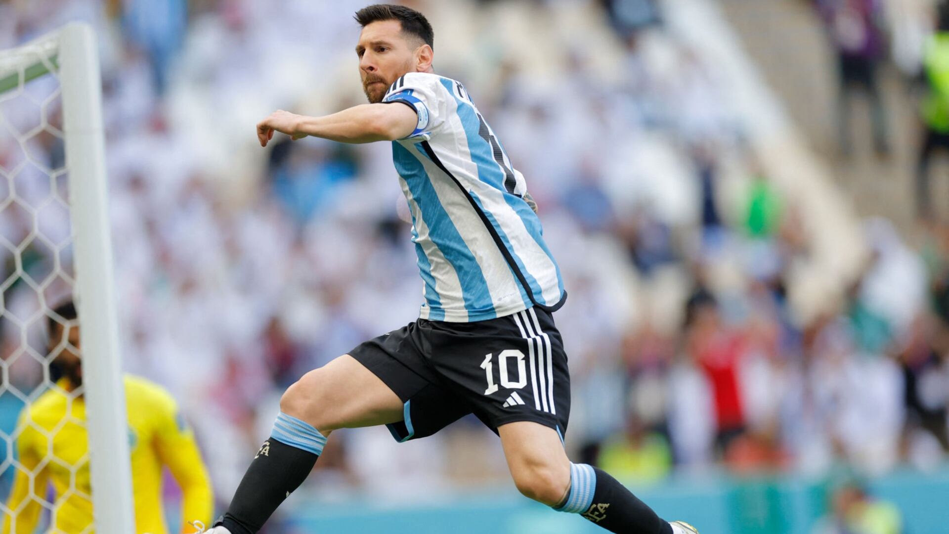 Lionel Messi marcó el primer gol de la Argentina frente a Arabia Saudita, por la fecha 1 del grupo C del Mundial de Fútbol.