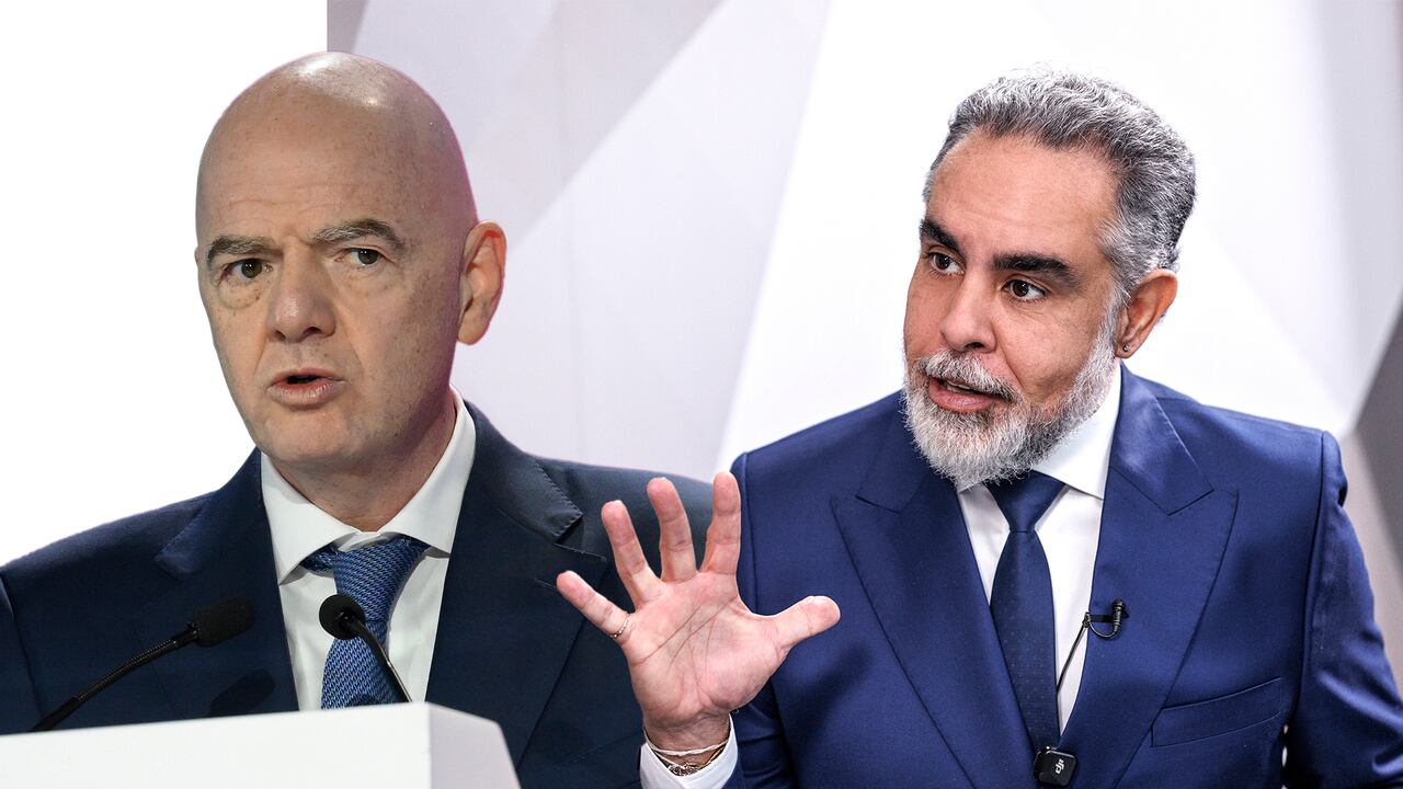 Gianni Infantino, presidente de la FIFA, y Armando Benedetti, ministro del Interior.