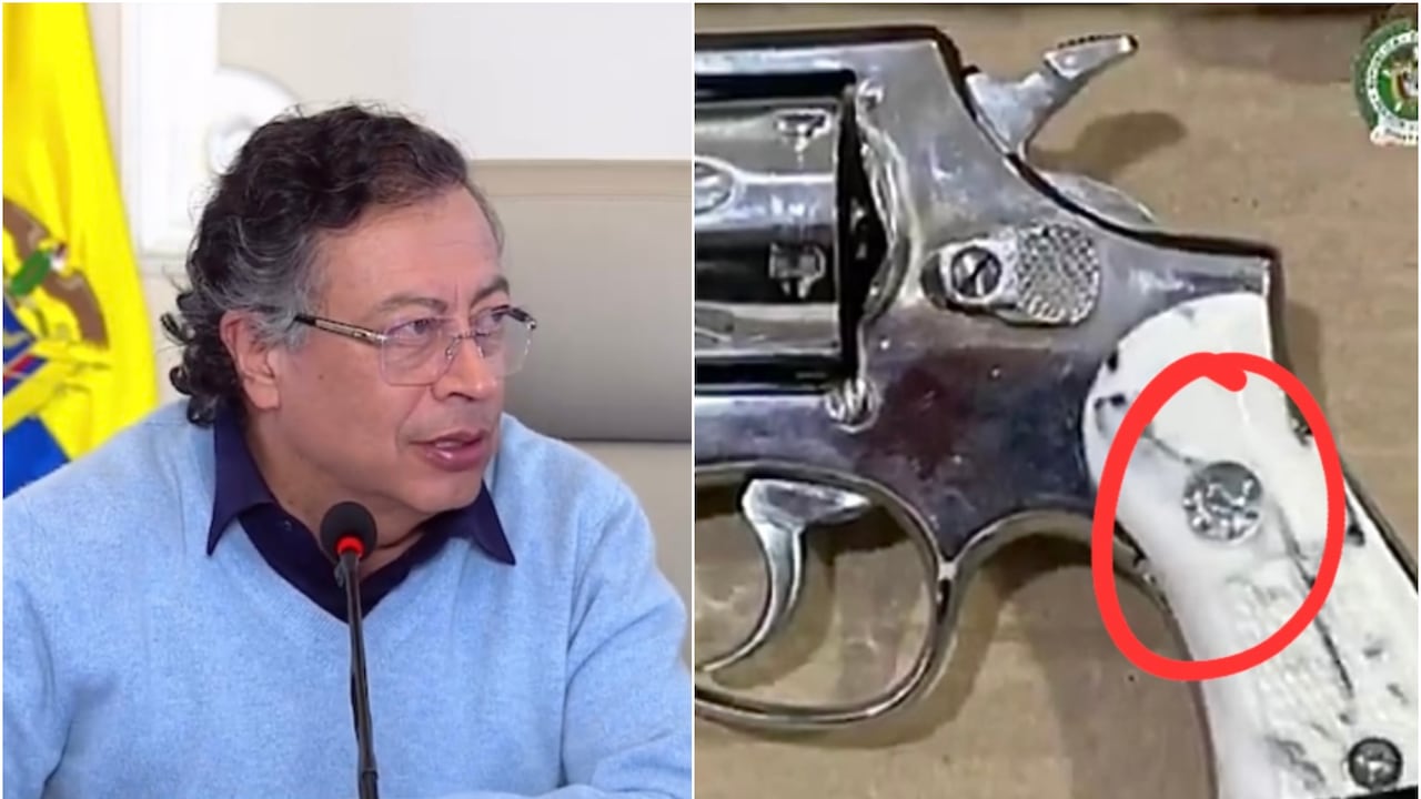 Gustavo Petro y pistola con extraña marca