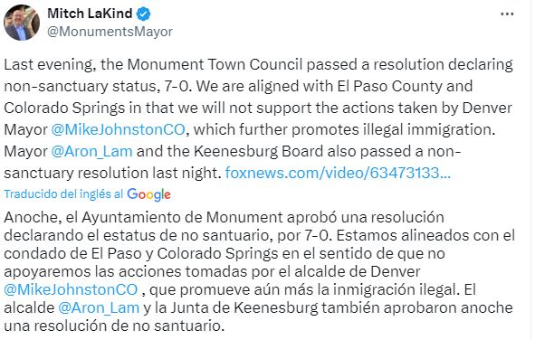 El alcalde de la ciudad publicó la noticia en su cuenta de X