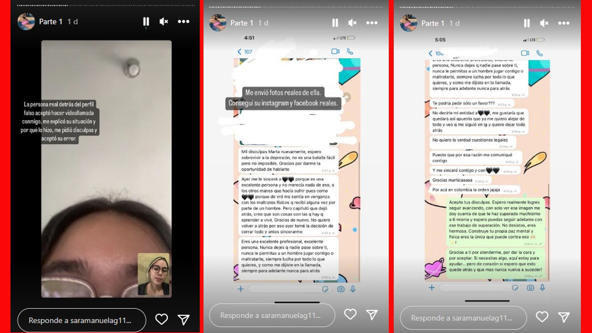 La víctima logró dar con la persona que la suplantó.