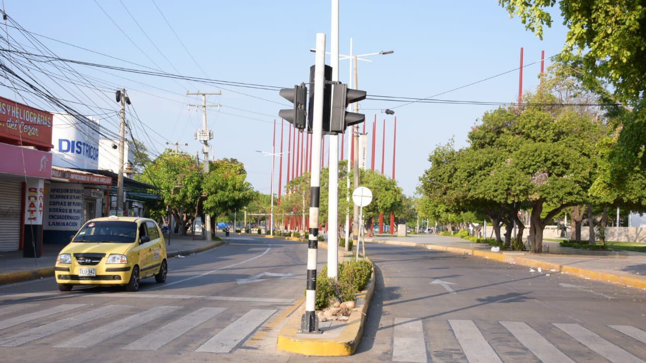 Una de las calles de Valledupar durante el toque de queda.