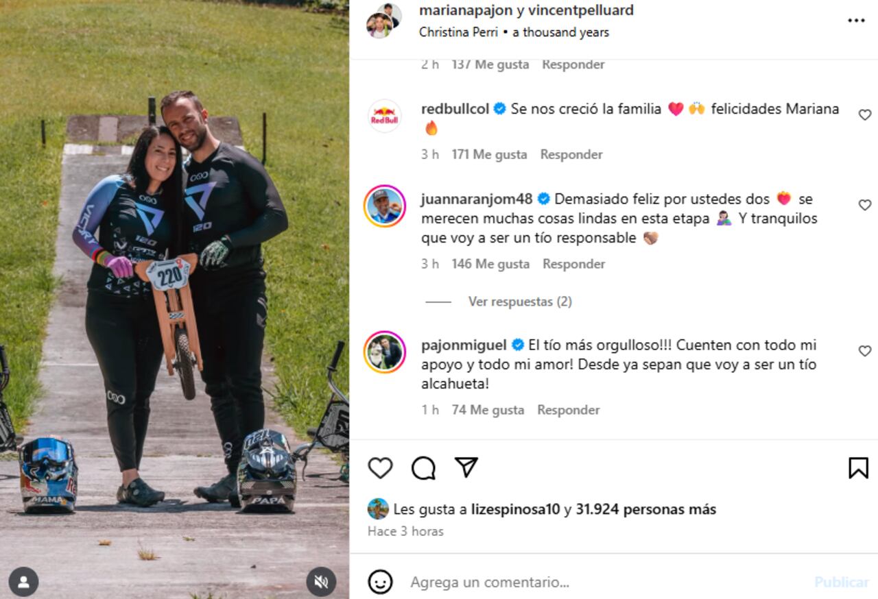 Mariana Pajón comparte una publicación compartiendo la noticia de su embarazo.