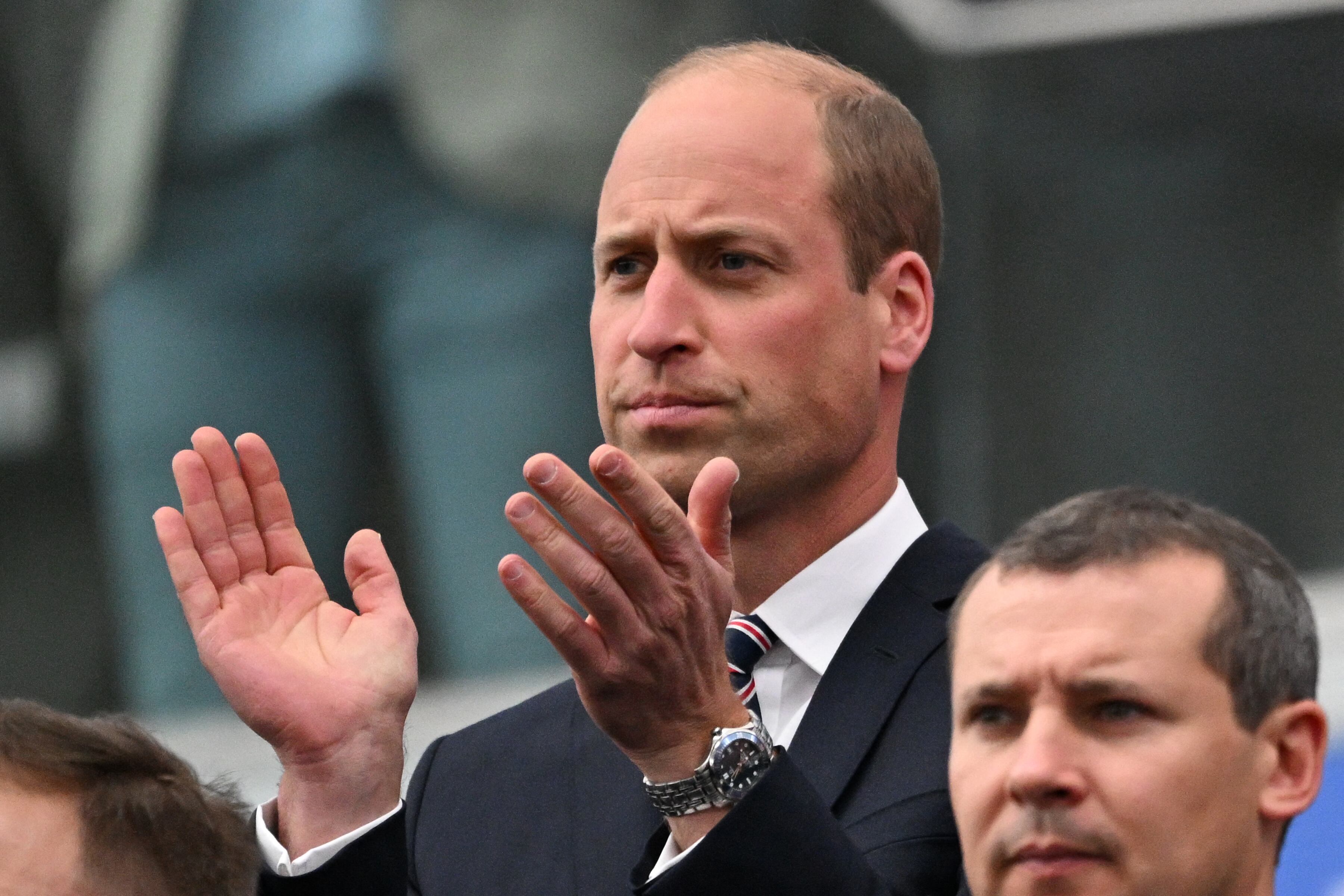 Britain's Prince William, Prince of Wales attends the UEFA Euro 2024 Group C football match between Denmark and England at the Frankfurt Arena in Frankfurt am Main on June 20, 2024. (Photo by Kirill KUDRYAVTSEV / AFP)