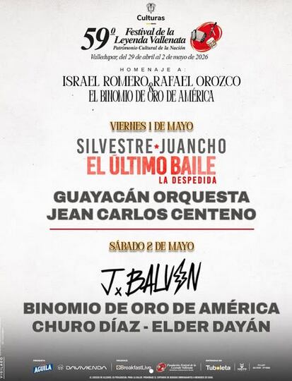 Cartel del Festival de la Leyenda Vallenata 2026