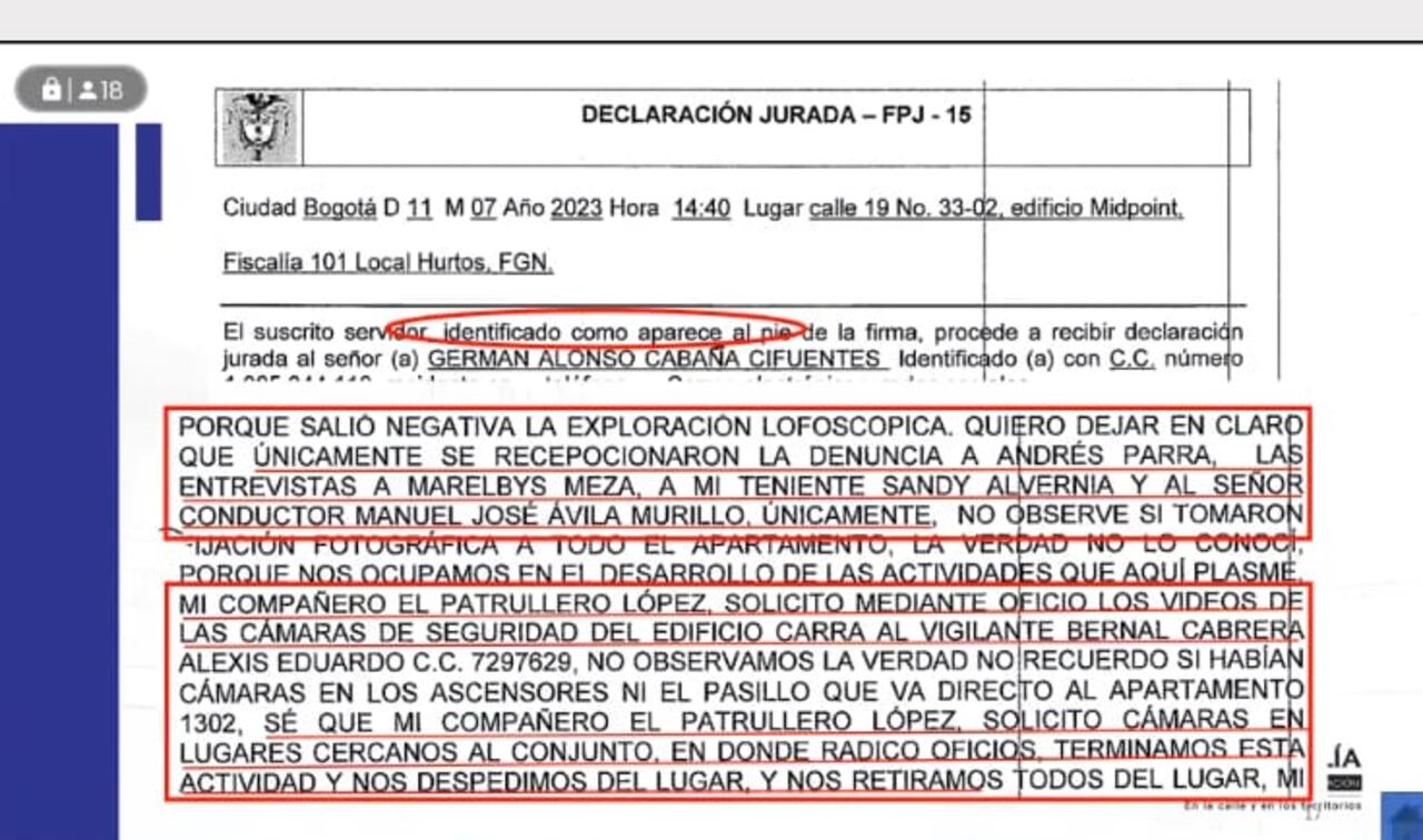 PRUEBAS CONTRA CUATRO AGENTES DE LA DIJÍN QUE CHUZARON A MARELBYS MEZA