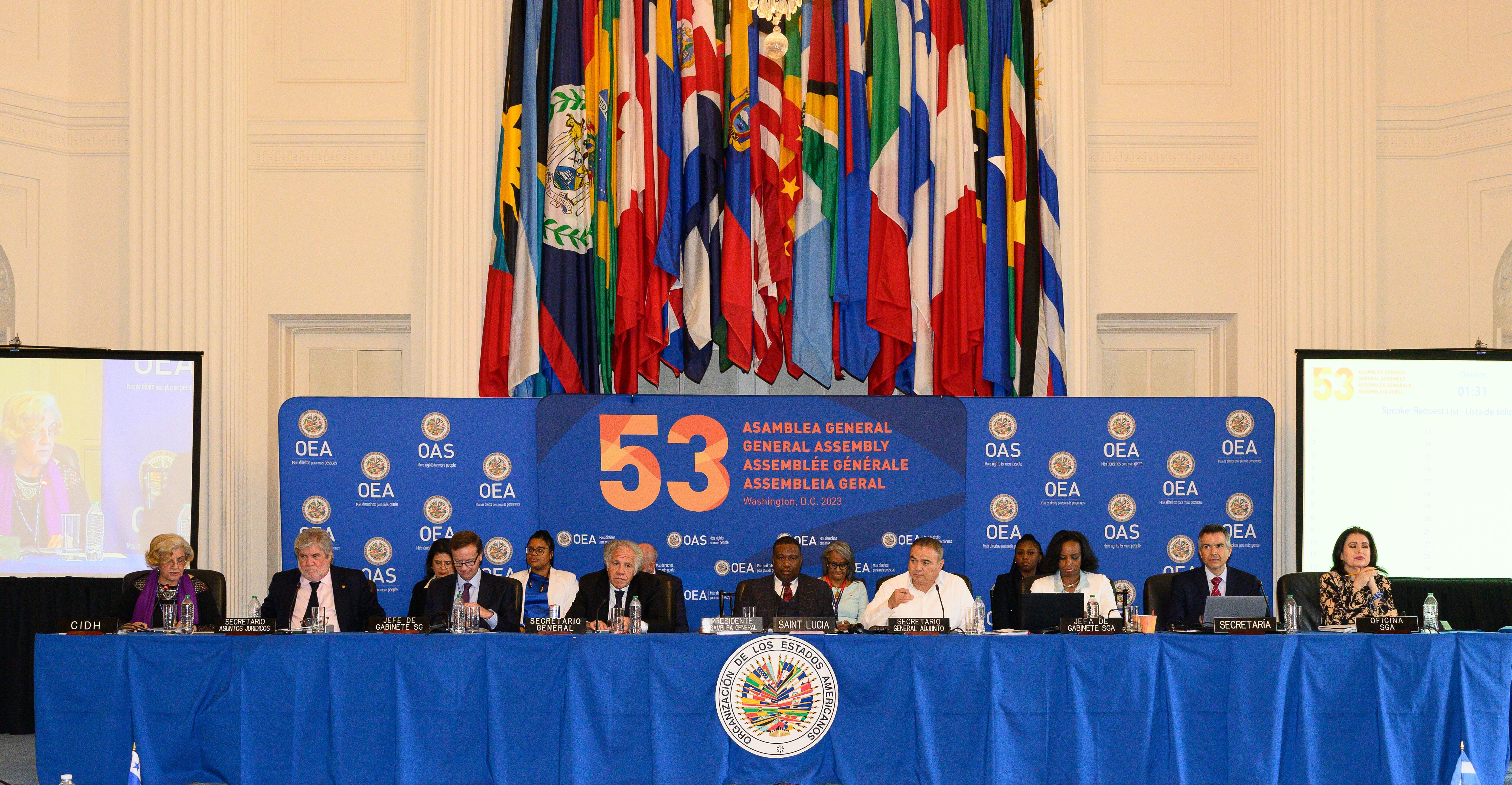Esto ocurre en el cierre de la Asamblea General de la OEA en Washington