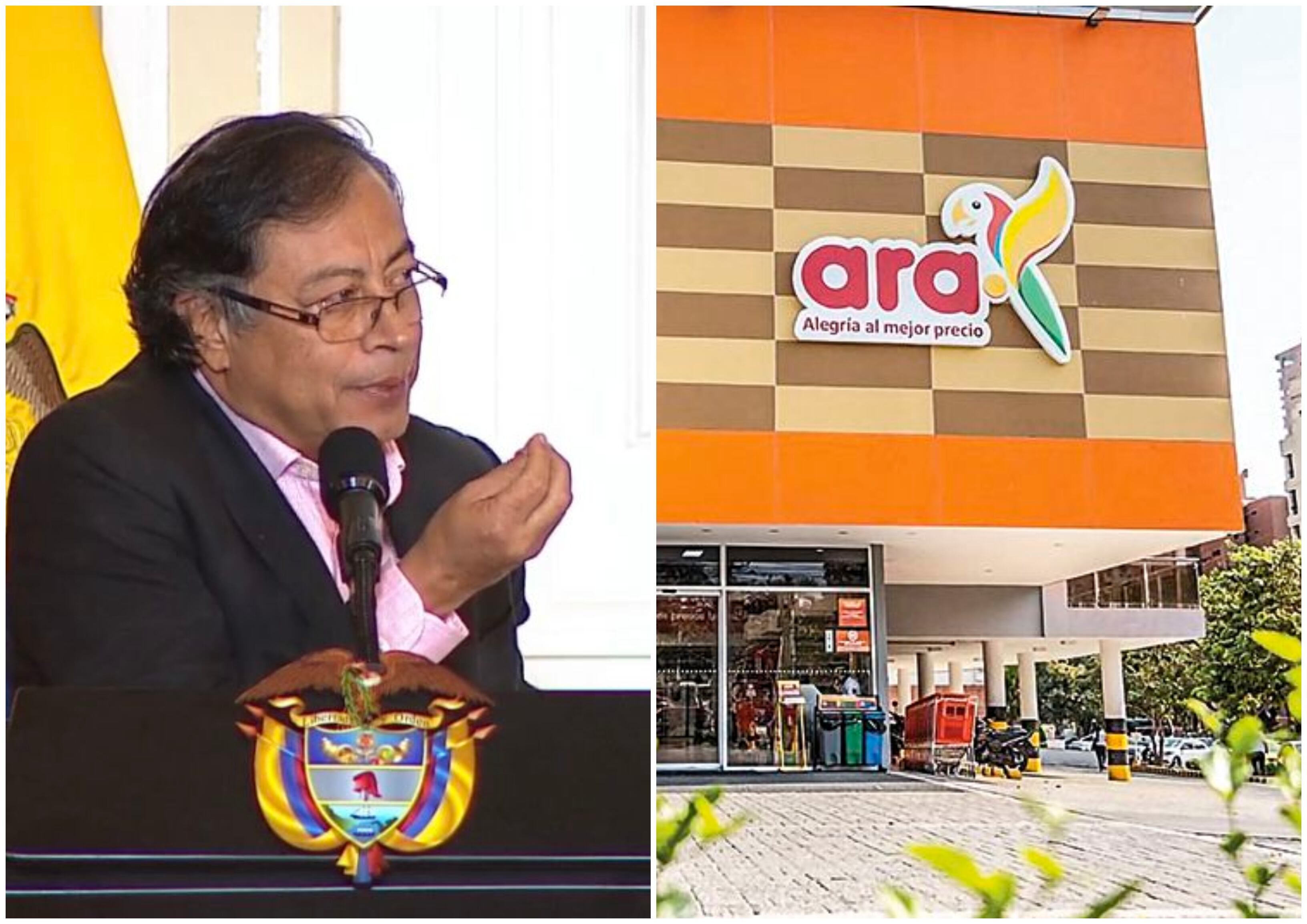 Presidente Gustavo Petro y tiendas ARA