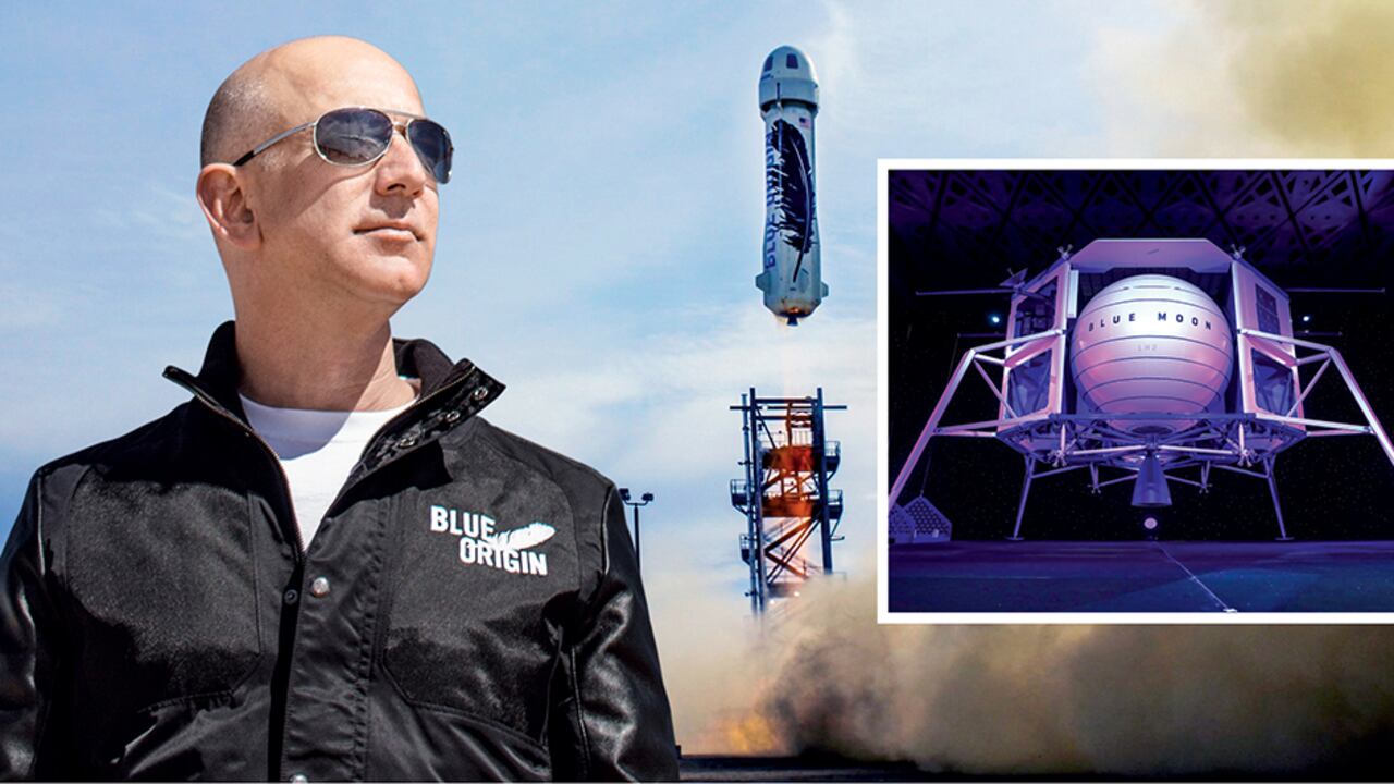 Blue Origin, la empresa de Jeff Bezos, planea lanzar un cohete el próximo año y ya desarrolló el módulo de aterrizaje Blue Moon, con el que piensa llevar a la luna a un grupo de astronautas en 2024.