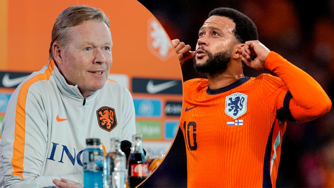 Ronald Koeman y Memphis Depay, de Países Bajos.