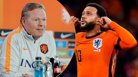 Ronald Koeman y Memphis Depay, de la Selección de Países Bajos