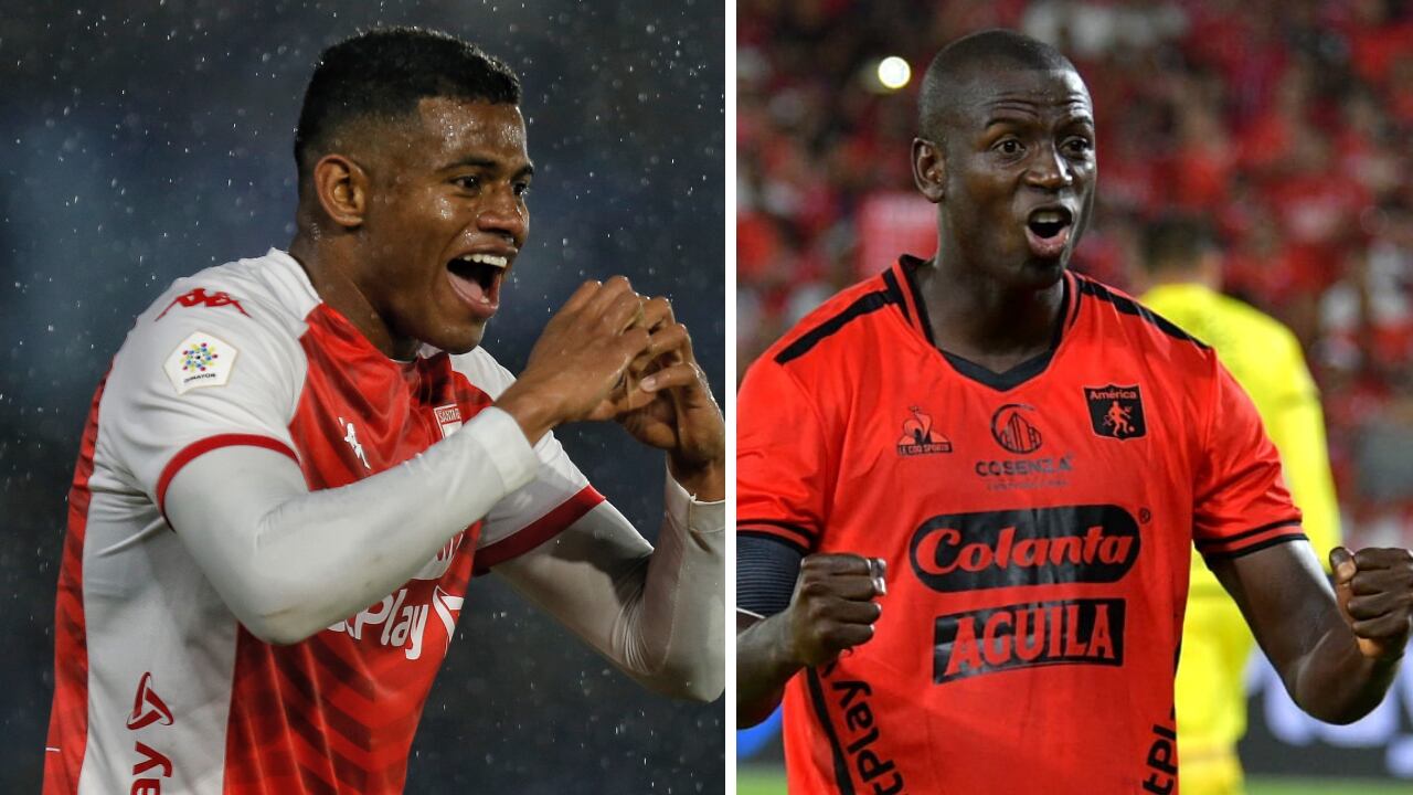 Yeison Moreno y Adrián Ramos, los goleadores de la noche de clásicos.