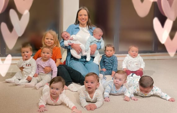 Joven de 23 años con sus 11 hijos