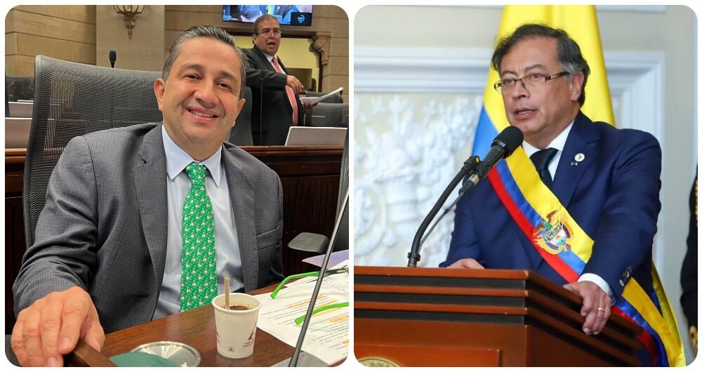 El congresista de Cambio Radical, Julio César Triana, y Gustavo Petro.