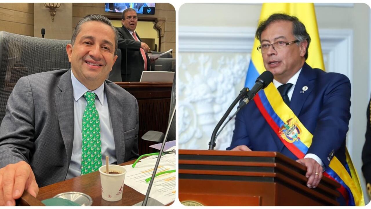 El congresista de Cambio Radical, Julio César Triana, y Gustavo Petro.