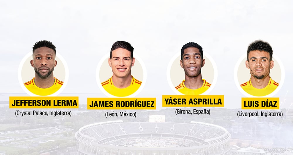Mediocampistas y atacantes de la Selección Colombia.