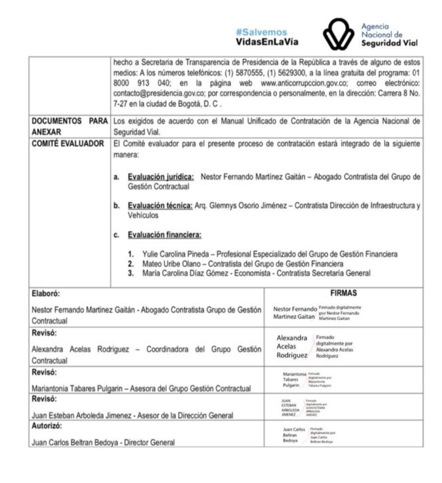 Contrato de la ANSV que involucra a María Antonia Tabares.