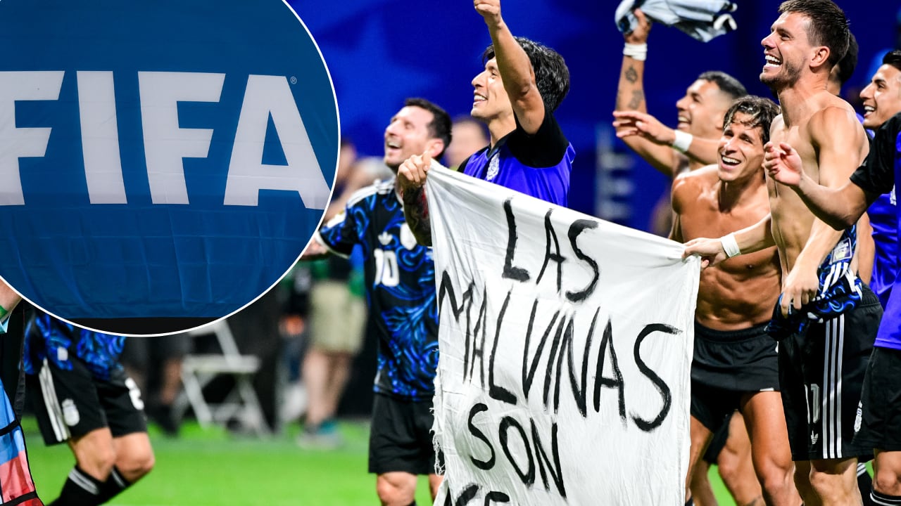 Pancarta de las Malvinas sostenida por los jugadores de Argentina vs. Inglaterra les significó castigo de Fifa