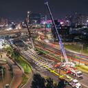 Izaje del costado occidental de la estructura central del ciclopuente de la calle 80 con av. Boyacá