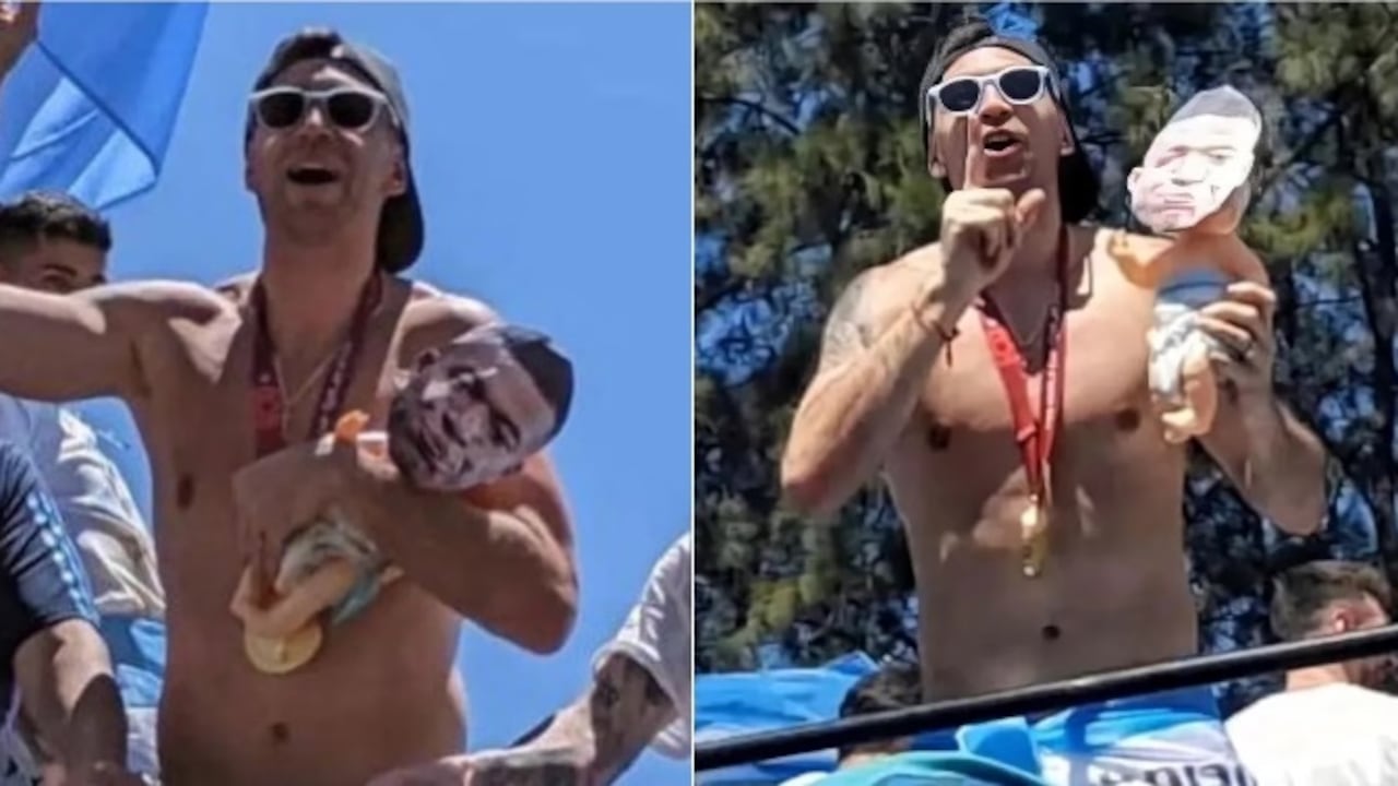 Emiliano Martínez se burló de Kylian Mbappé en medio de la celebración del mundial en Buenos Aires.