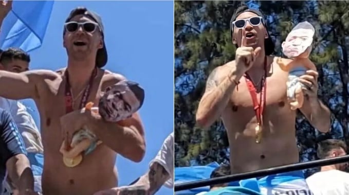 Emiliano Martínez se burló de Kylian Mbappé en medio de la celebración del mundial en Buenos Aires.