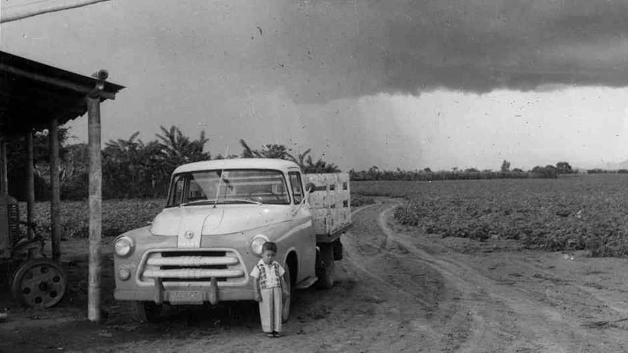 1958, Diego Kuratomi posa al frente de un camión en un cultivo en el municipio de Obando, Valle del Cauca.