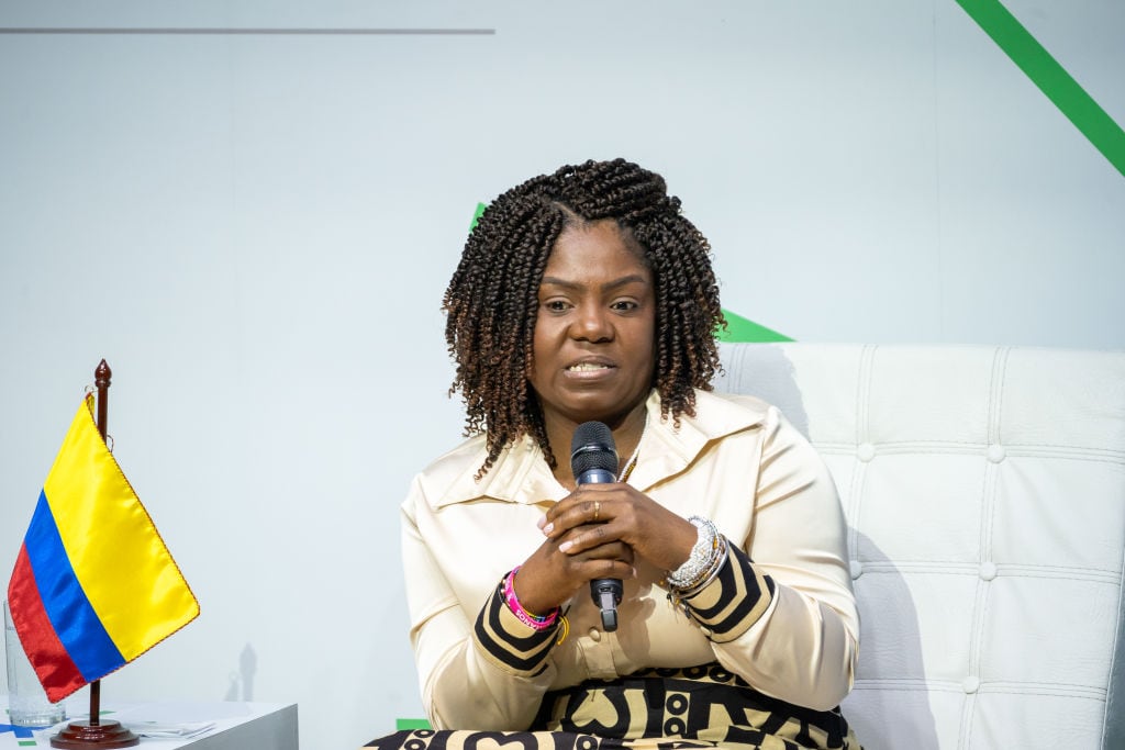 La vicepresidenta, Francia Márquez, durante un foro sobre responsabilidad digital en la Universidad EAN, el 15 de agosto de 2024 en Bogotá, Colombia (Foto de Diego Cuevas/Getty Images)