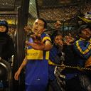 BUENOS AIRES, ARGENTINA - JUNE 14: Juan Roman Riquelme of Boca Juniors gestures during the semi final first leg match between Boca Juniors and Universidad de Chile as part of Copa Libertadores 2012 at Estadio Alberto J. Armando on June 14, 2012 in Buenos Aires, Argentina. (Photo by Alejandro Del Bosco/El Grafico/Getty Images)