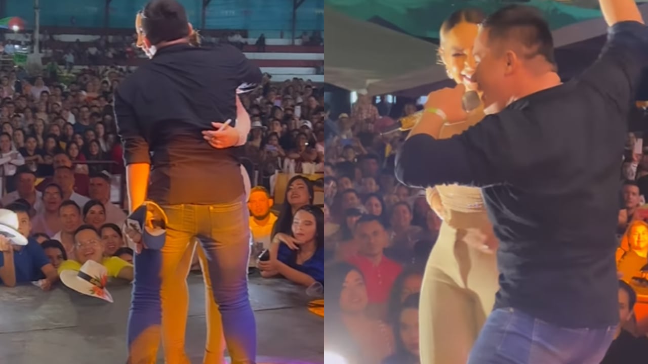 El seguidor de la cantante logró darle un beso en la mejilla.