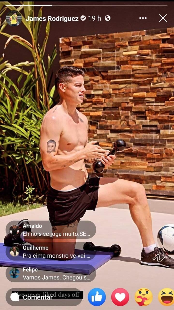 La reciente foto de James Rodríguez entrenando.