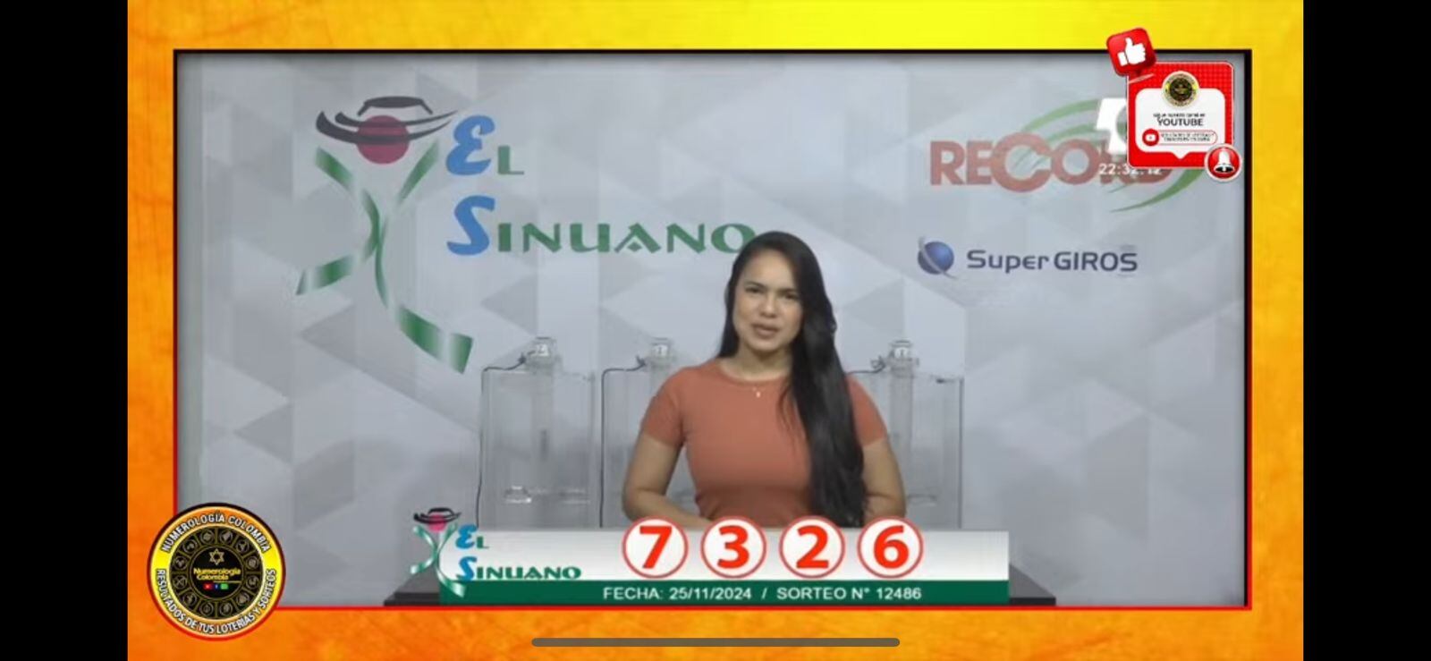 Sinuano Noche, sorteo 25 de noviembre