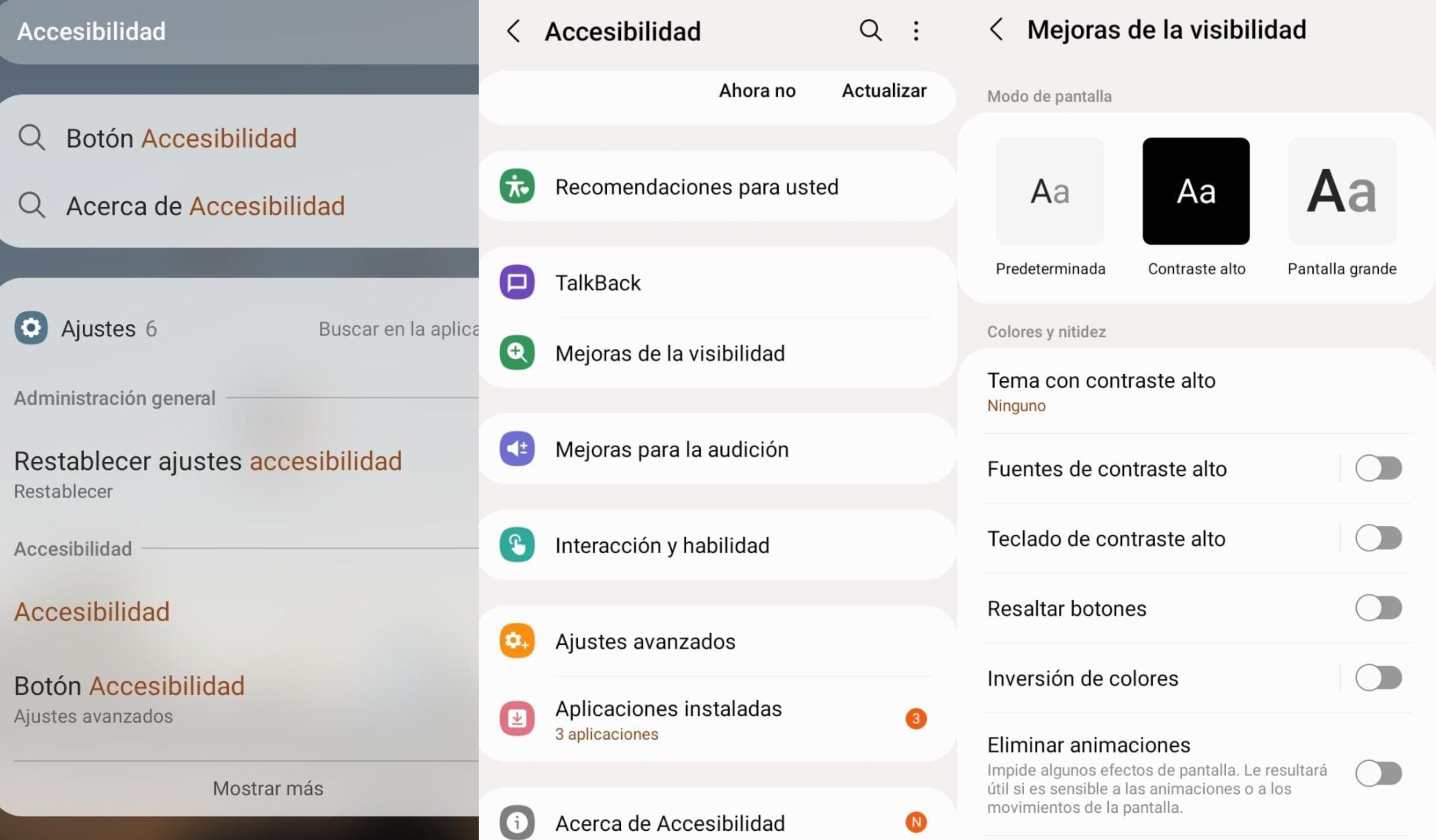 Ruta para activar el 'modo lupa' en Android.