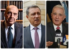 El excanciller Álvaro Leyva, el excongresista Ernesto Macías y el expresidente Álvaro Uribe.