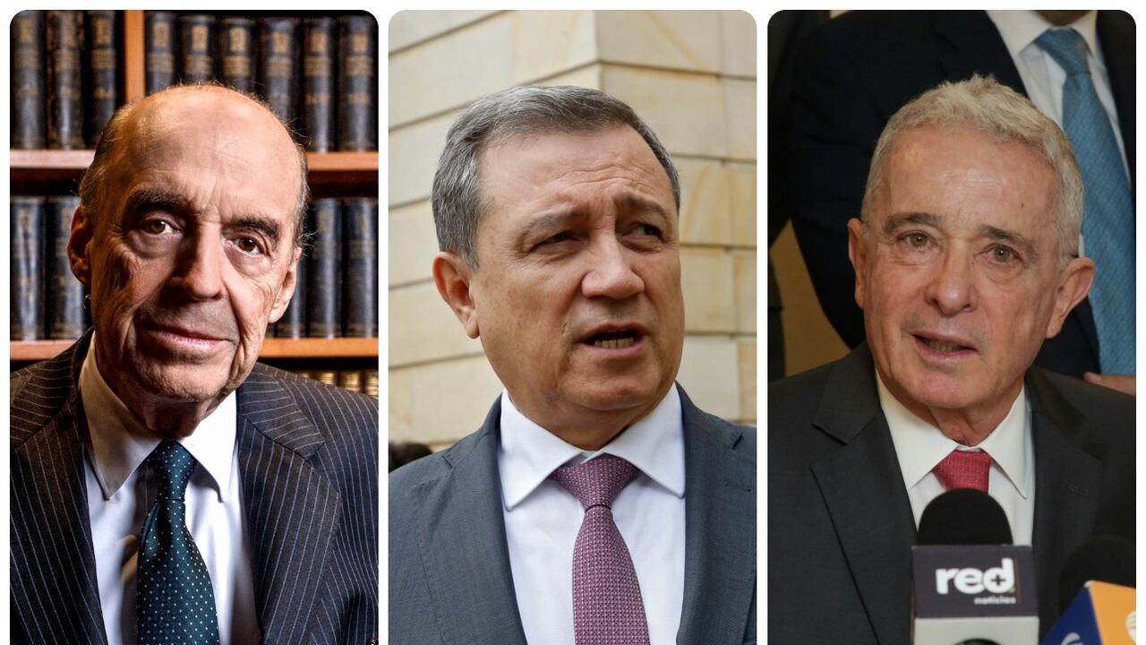 El excanciller Álvaro Leyva, el excongresista Ernesto Macías y el expresidente Álvaro Uribe.